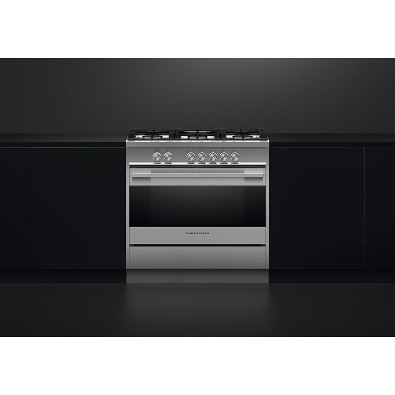 Fisher & Paykel Series 7 36" Freestanding Gas Range with 5 Sealed Burners, 4.9 Cu. Ft. Single Oven & Storage Drawer - Stainless Steel, , hires