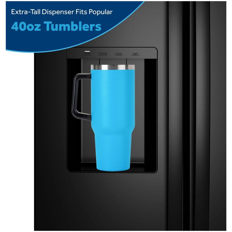 GE 36 in. 23.6 cu. ft. Counter Depth Side-by-Side Refrigerator with Ice & Water Dispenser - Black, Black, hires