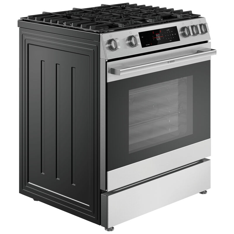Bosch 300 Series 30 in. 5.8 cu. ft. Air-Fry Standard Convection Slide-In Gas Range with 5 Sealed Burners - Stainless Steel, , hires