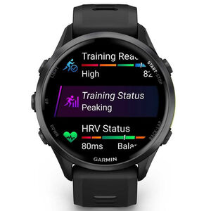 Garmin Forerunner 970 Carbon Gray DLC Titanium with Black Case and Black/Translucent Whitestone Band, , hires