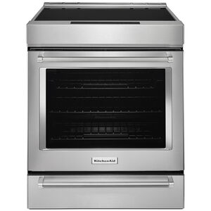 KitchenAid 30 in. 6.4 cu. ft. Air Fry True European Convection Steam Slide-In Electric Range with 4 Induction Burners - Stainless Steel, , hires
