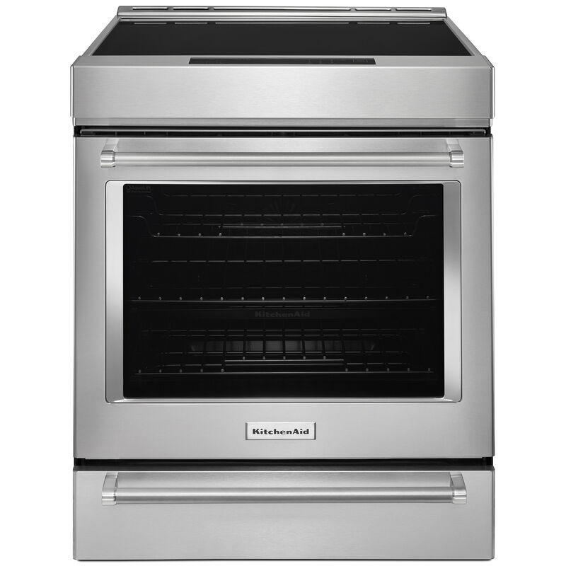 KitchenAid 30 in. 6.4 cu. ft. Air Fry True European Convection Steam Slide-In Electric Range with 4 Induction Burners - Stainless Steel, , hires