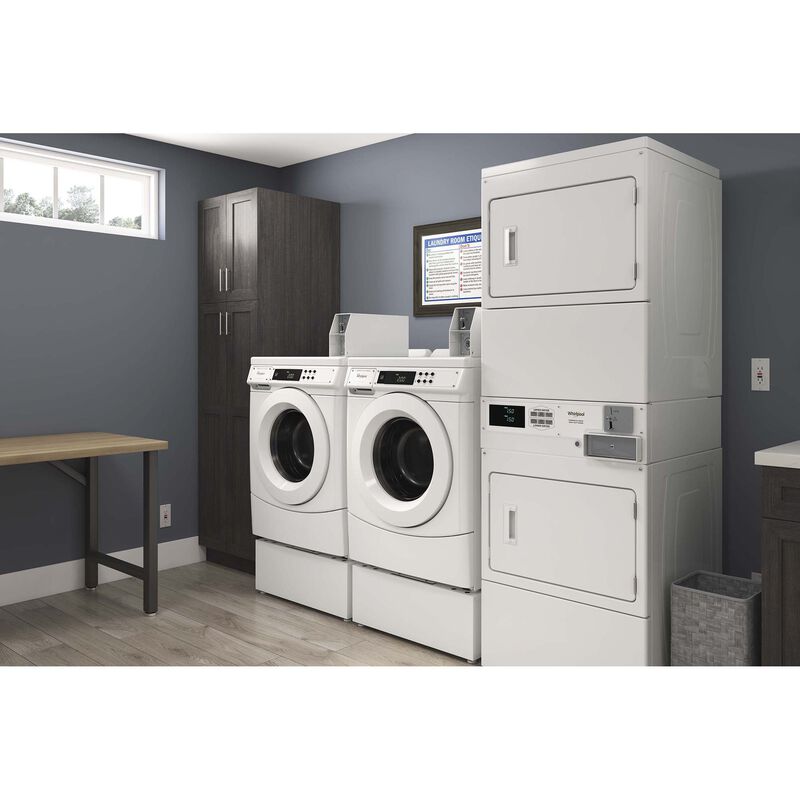 Whirlpool 27 in. 3.1 cu. ft. Commercial Front Load Washer with Factory-Installed Coin Drop - White, , hires