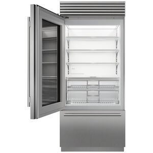 Sub-Zero 36 in. Built-In 21.6 cu. ft. Left-Hinged Smart Counter Depth Bottom freezer Refrigerator with Tubular Handles - Stainless Steel, , hires