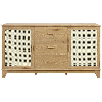 Manhattan Comfort Sheridan 59.05 inch Modern Cane Sideboard with Adjustable Shelves - Nature | SB-4GLF-NA