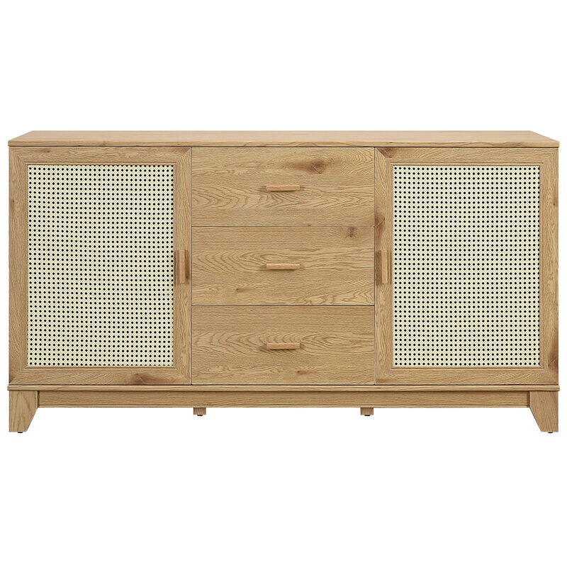 Manhattan Comfort Sheridan 59.05 inch Modern Cane Sideboard with Adjustable Shelves - Nature, , hires