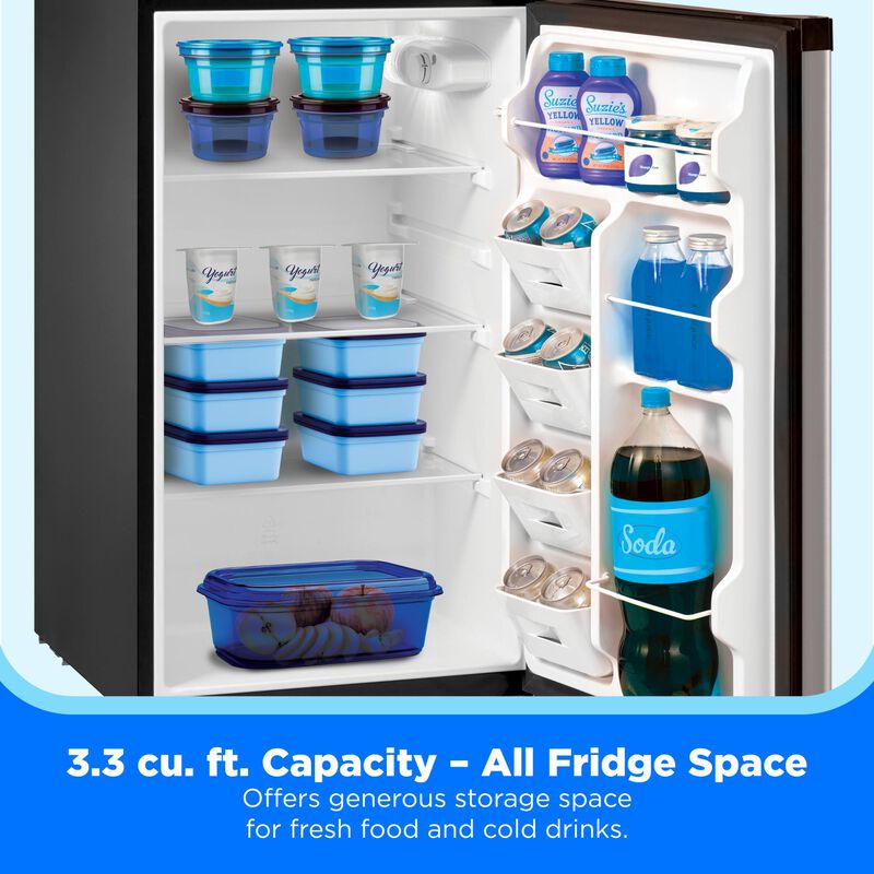 Midea 19 in. 3.3 cu. ft. Mini Fridge - Stainless Steel Look, , hires