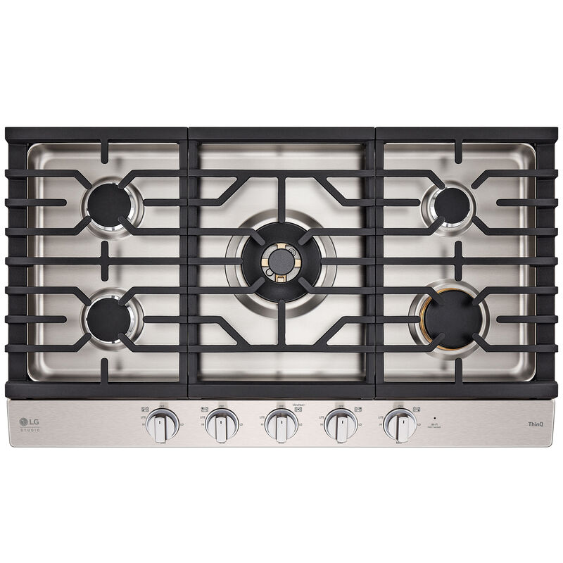 LG Studio 36 in. Gas Cooktop with 5 Sealed Burners & Griddle - Stainless Steel, , hires