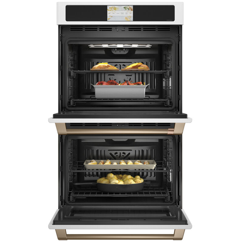 Cafe Professional Series 30 in. 10 cu. ft. Smart Top Control Electric Double Wall Oven with True European Convection - Matte White, Matte White, hires