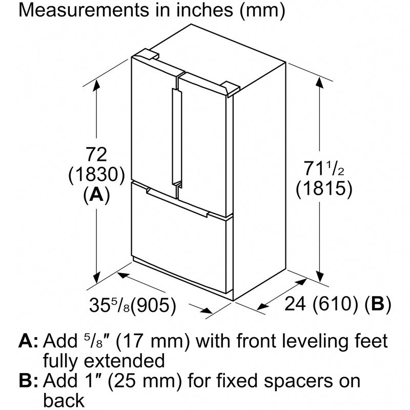 Bosch 800 Series 36 in. 20.8 cu. ft. Smart Counter Depth French Door Refrigerator with Internal Water Dispenser and Recessed handles Anti-Finger Print Stainless Steel, , hires