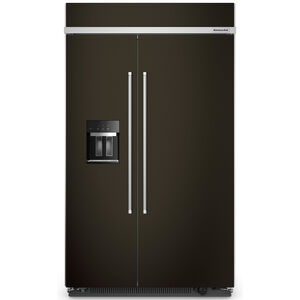 KitchenAid 48 in. 29.4 cu. ft. Built-In Counter Depth Side-by-Side Refrigerator with External Ice & Water Dispenser - Black Stainless Steel with PrintShield Finish, Black Stainless Steel with PrintShield Finish, hires