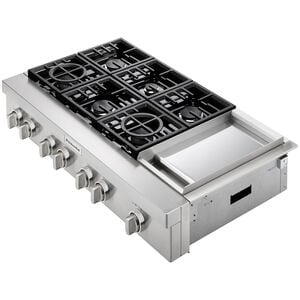 KitchenAid 48 in. 6-Burner Natural Gas Rangetop with Griddle, Simmer Burner & Power Burner - Stainless Steel, , hires