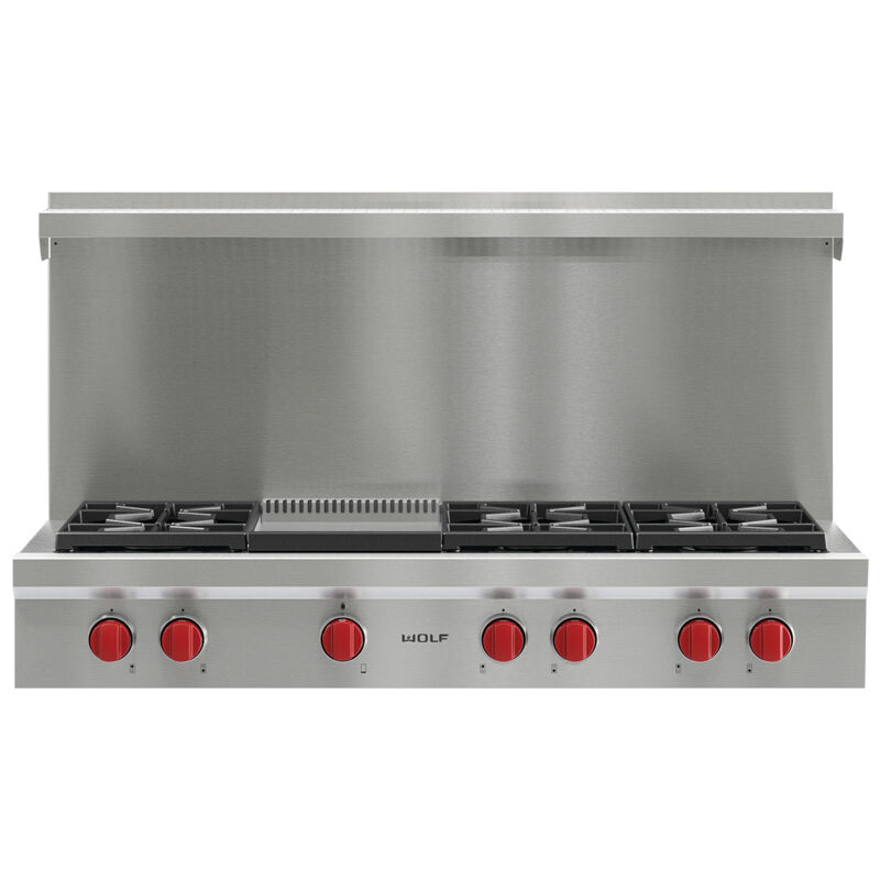 Wolf 48 in. Natural Gas Cooktop with 6 Sealed Burners & Griddle - Stainless Steel, , hires