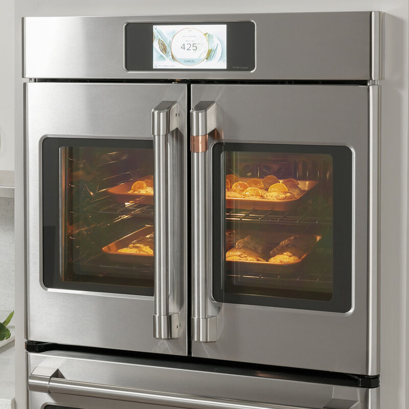 Cafe 30" 10.0 Cu. Ft. Electric Smart Double French Door Wall Oven with True European Convection & Self Clean - Stainless Steel, Stainless Steel, hires