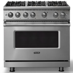 Viking 5 Series 36 in. 5.1 cu. ft. Standard Convection Gas Range with 6 Sealed Burners - Stainless Steel, , hires