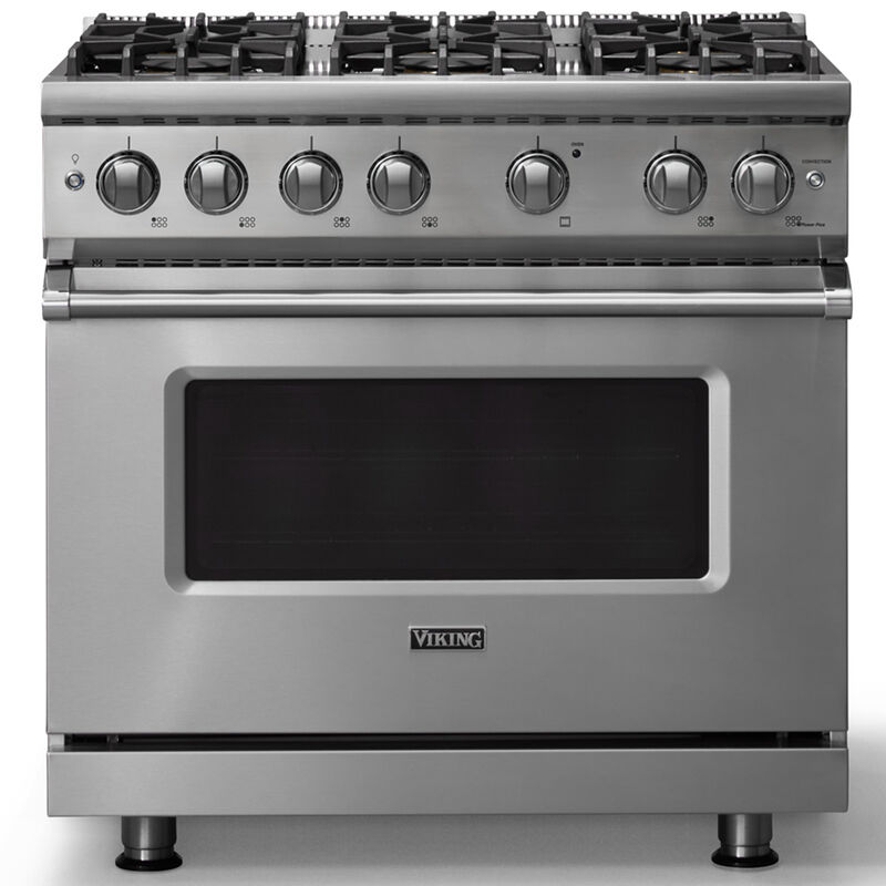 Viking 5 Series 36 in. 5.1 cu. ft. Standard Convection Gas Range with 6 Sealed Burners - Stainless Steel, , hires