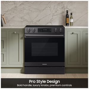 Samsung Bespoke 30 in. 6.3 cu. ft. Smart Air-Fry True European Convection Slide-In Electric Range with Radiant Burners - Matte Black Steel, Matte Black Steel, hires