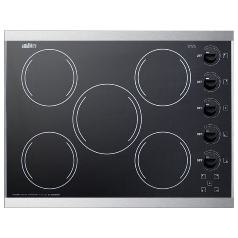 Summit 27 in. 5-Burner Electric Cooktop - Black, , hires