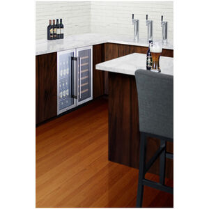 Summit 15 in. Undercounter Wine Cooler with Wood Racks, Single Temperature Zone & 33 Bottle Capacity - Stainless Steel, , hires