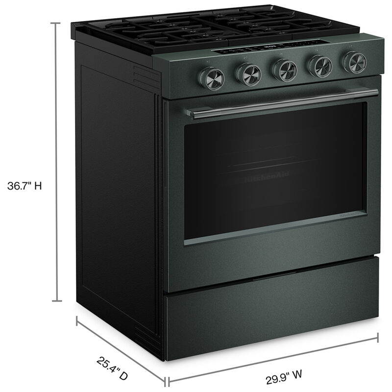 KitchenAid 30 in. 5.0 cu. ft. Smart Air-Fry True European Convection Steam Slide-In Gas Range with 5 Sealed Burners & Griddle - Juniper, , hires