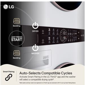 LG 27 in. WashTower with 4.5 cu. ft. Washer with 6 Wash Programs & 7.4 cu. ft. Electric Dryer with 6 Dryer Programs, Sensor Dry & Wrinkle Care - White, White, hires