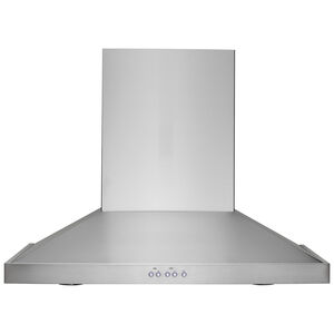 Monogram 30 in. Chimney Style Range Hood with 4 Speed Settings, 500 CFM, Convertible Venting & 2 Halogen Lights - Stainless Steel, , hires