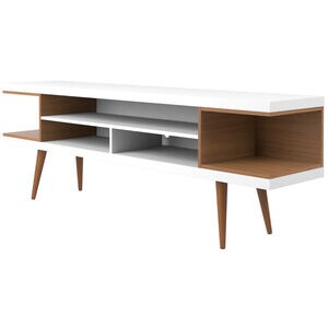 Manhattan Comfort Utopia 70" TV Stand - White Gloss & Maple Cream, , hires