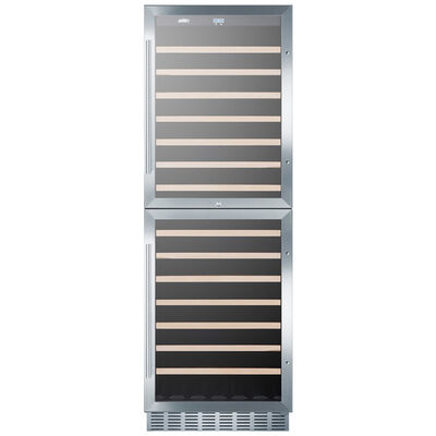 Summit 24 in. Full-Size Built-In or Freestanding Wine Cooler with 118 Bottle Capacity, Dual Temperature Zones & Digital Control - Stainless Steel | SWC1875B