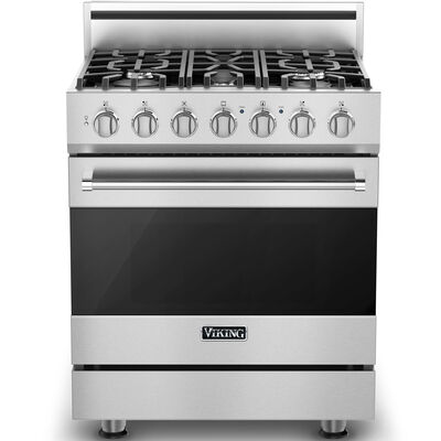 Viking 3 Series 30 in. 4.0 cu. ft. Convection Oven Freestanding LP Gas Range with 5 Sealed Burners - Stainless Steel | RVGR33025SSL