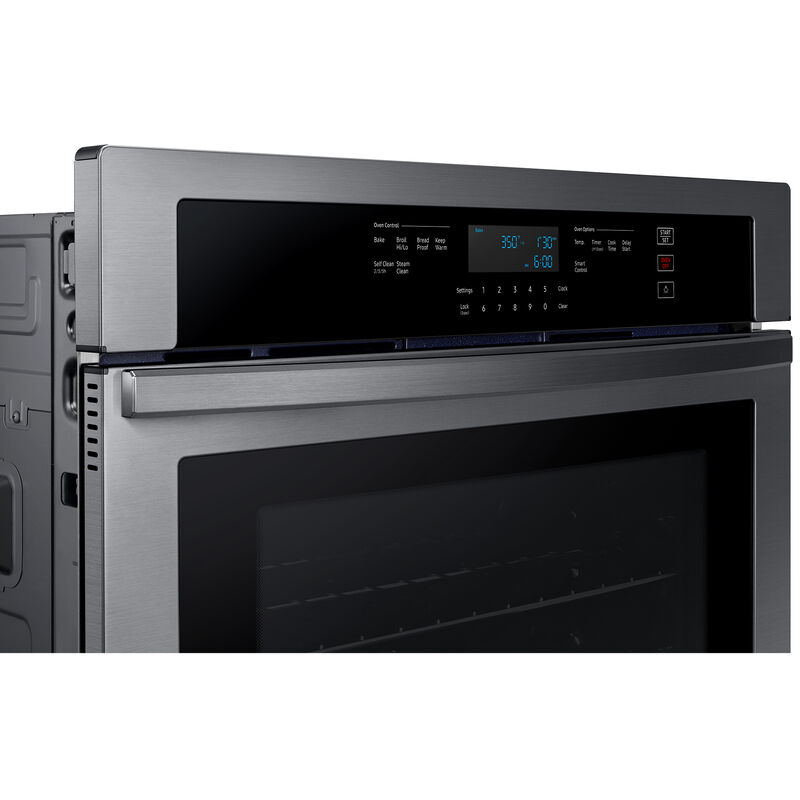 Samsung 30 in. 5.1 cu. ft. Electric Smart Wall Oven With Self Clean - Fingerprint Resistant Black Stainless Steel, Black Stainless Steel, hires