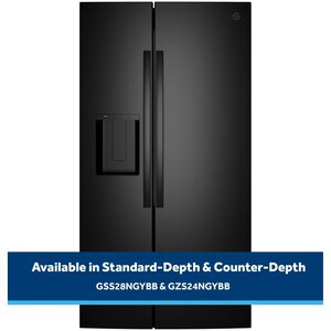 GE 36 in. 23.6 cu. ft. Counter Depth Side-by-Side Refrigerator with Ice & Water Dispenser - Black, Black, hires
