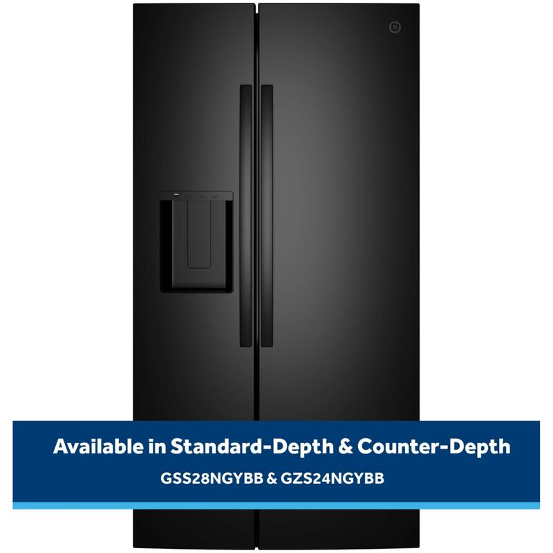 GE 36 in. 23.6 cu. ft. Counter Depth Side-by-Side Refrigerator with Ice & Water Dispenser - Black, Black, hires