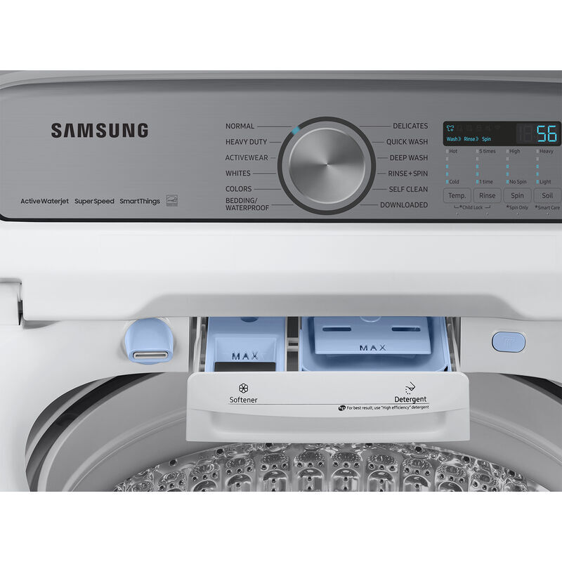 Samsung 27 in. 5.4 cu. ft. Smart Top Load Washer with ActiveWave Agitator and Super Speed Wash - White, White, hires