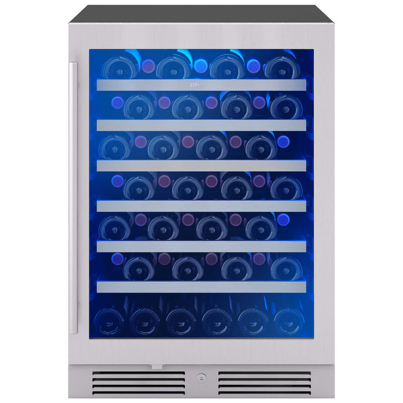 Zephyr Presrv Series 24 in. Compact Built-In/Freestanding 5.6 cu. ft. Wine Cooler with 53 Bottle Capacity, Single Temperature Zones & Digital Control - Stainless Steel, , hires