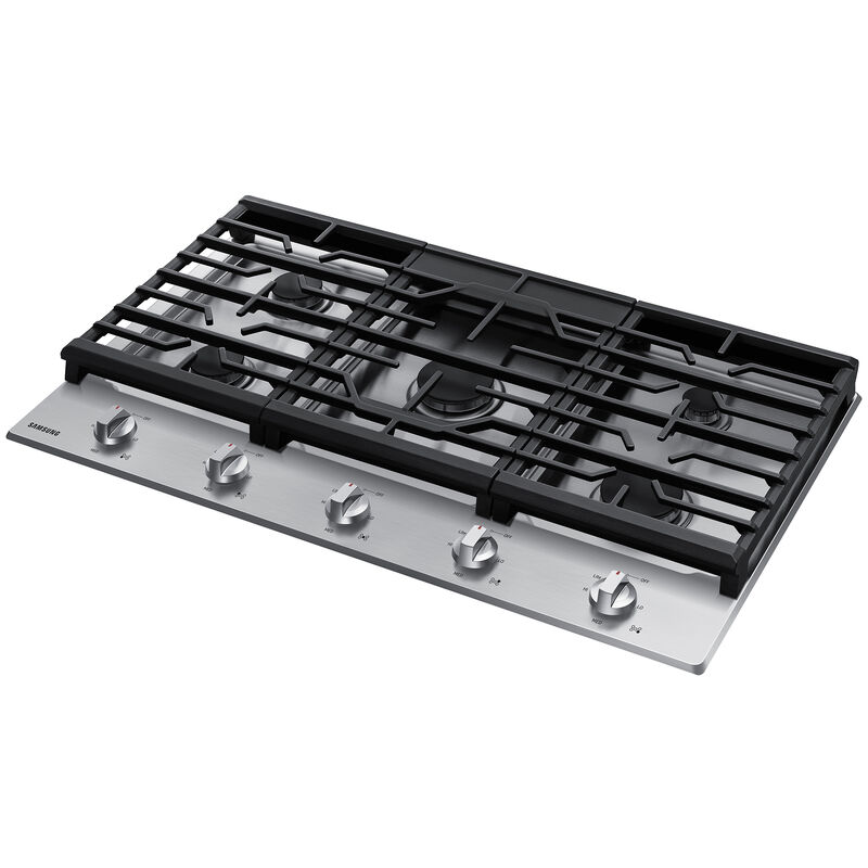 Samsung 36 in. 5-Burner Natural Gas Cooktop with Simmer Burner & Power Burner - Stainless Steel, Stainless Steel, hires