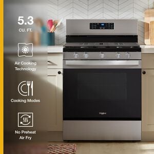 Whirlpool 30 in. 5.0 cu. ft. Air-Fry Standard Convection Gas Range with 5 Sealed Burners - Stainless Steel, , hires