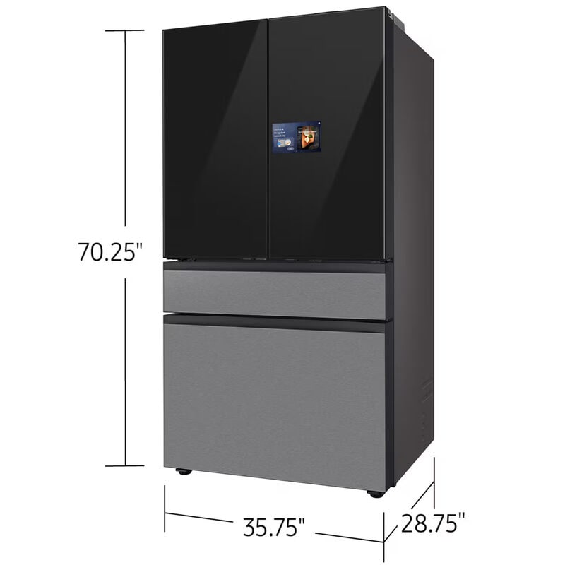 Samsung Bespoke 36 in. 22.5 cu. ft. Smart Counter Depth 4-Door French Door Refrigerator with AI Home, Beverage Center & Internal Water Autofill Pitcher - Charcoal Glass & Stainless Steel, , hires