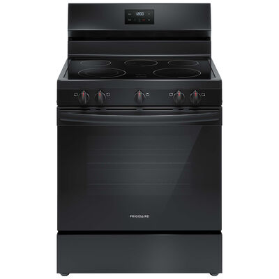 Frigidaire 30 in. 5.3 cu. ft. Oven Freestanding Electric Range with 5 Smoothtop Burners - Black | FCRE3052BB