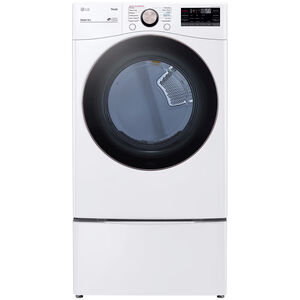 LG 27 in. 7.4 cu. ft. Smart Stackable Round-Door Gas Dryer with Built-In Intelligence, Sensor Dry, Turbo Steam, Sanitize & Steam Cycle - White, White, hires