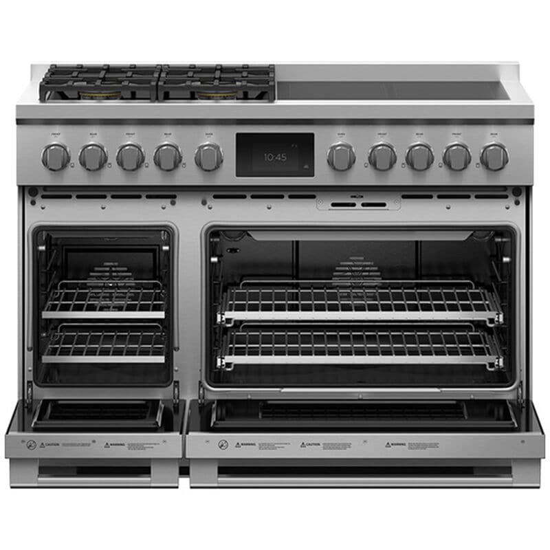 Fisher & Paykel Series 11 Professional 48 in. 6.9 cu. ft. Smart Air Fry True European Convection Double Oven Dual Fuel Range with 8 Sealed Burners - Stainless Steel, , hires