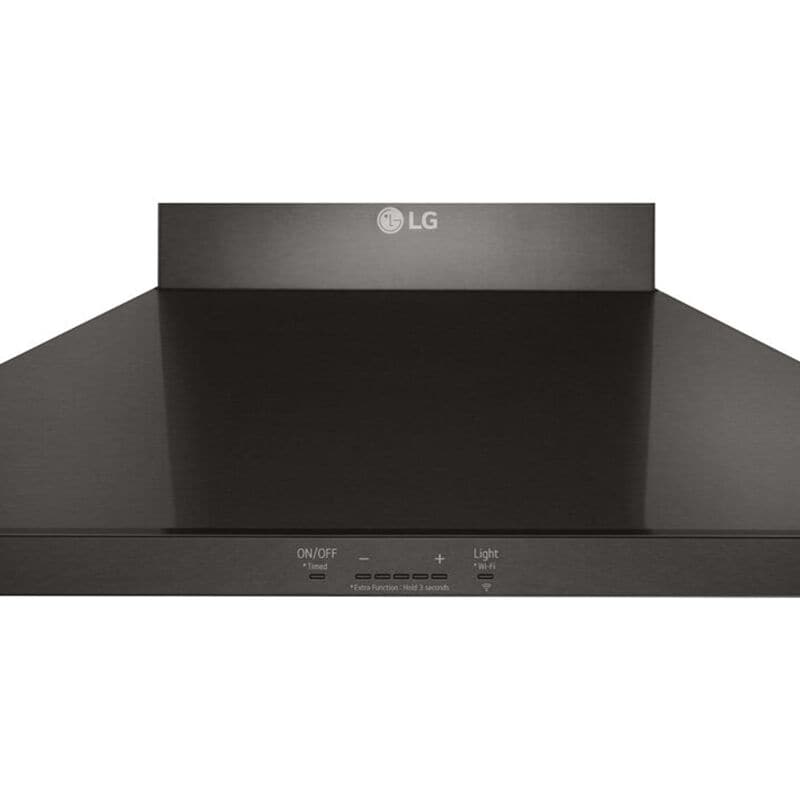 LG 30 in. Ducted Chimney Style Range Hood with 600 CFM, 5 Fan Speeds & 1 LED Light - Black Stainless, Black Stainless, hires