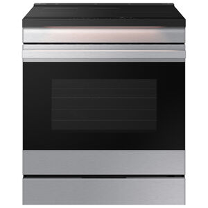 Samsung Bespoke 30 in. 6.3 cu. ft. Smart Air Fry Convection Oven Slide-In Electric Range with 4 Induction Zones - Stainless Steel, Stainless Steel, hires