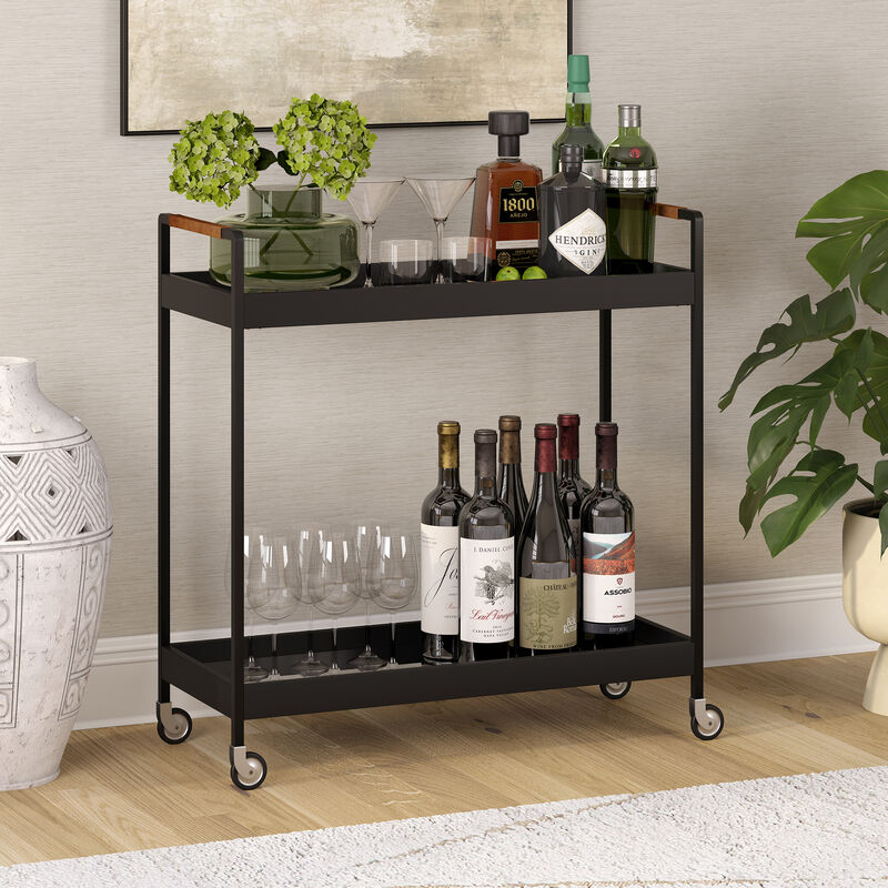 Hudson & Canal Riyo 33" Wide Rectangular Bar Cart - Blackened Bronze, , hires