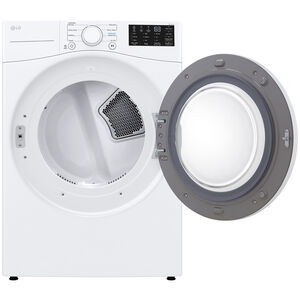 LG 27 in. 7.4 cu. ft. Stackable Electric Dryer with FlowSense Duct Clogging Indicator & Sensor Dry - White, White, hires