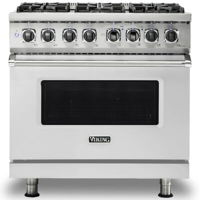 Viking 5 Series 36 in. 5.6 cu. ft. Convection Oven Freestanding Dual Fuel Range with 6 Sealed Burners - Stainless Steel | VDR5366BSS