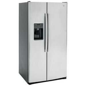 GE 36 in. 25.3 cu. ft. Side-by-Side Refrigerator with Ice & Water Dispenser - Stainless Steel, Stainless Steel, hires