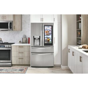 LG InstaView 36 in. 22.5 cu. ft. Smart Counter Depth 4-Door French Door Refrigerator with Ice & Water Dispenser - PrintProof Stainless Steel, PrintProof Stainless Steel, hires