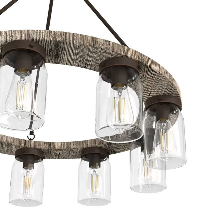 Hunter Devon Park 31 in. 9-Light Chandelier with Clear Glass - Onyx Bengal, , hires