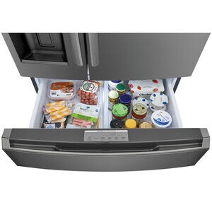 Frigidaire Gallery 36 in. 21.5 cu. ft. Counter Depth 4-Door French Door Refrigerator with Ice & Water Dispenser - Black Stainless, Black Stainless, hires