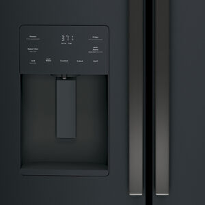 GE 36" 25.6 Cu. Ft. French Door Refrigerator with Filtered Ice & Water Dispenser - Black Slate, Black Slate, hires
